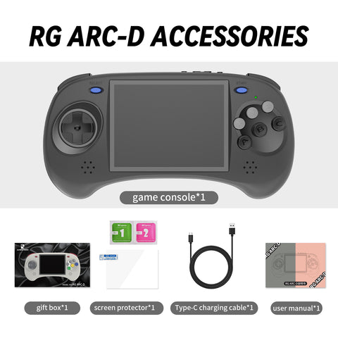 RG ARC D Dual OS Retro Video Handheld Game Console Linux Android 11 System RK3566 64Bit Game Player 4’’ IPS Screen with 128G TF Card