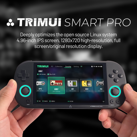 TRIMUI Smart PRO Handheld Game Console, Retro Handheld Game Console, 4.96-inch IPS Screen Portable Video Game Console 64G Gifts for Adults and Children